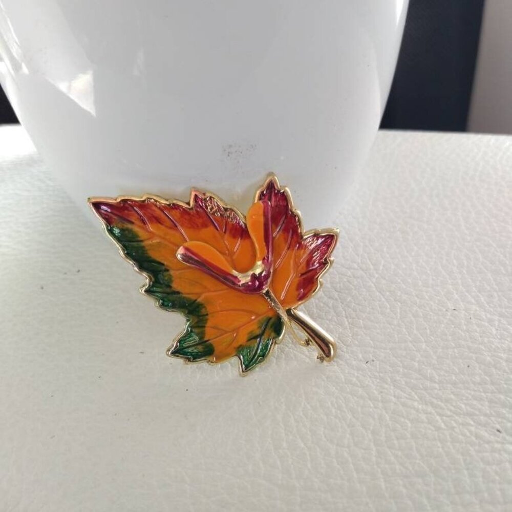 Small Orange Autumn Fall Canadian Maple Leaf Canada Day Flag Collector’s Pin